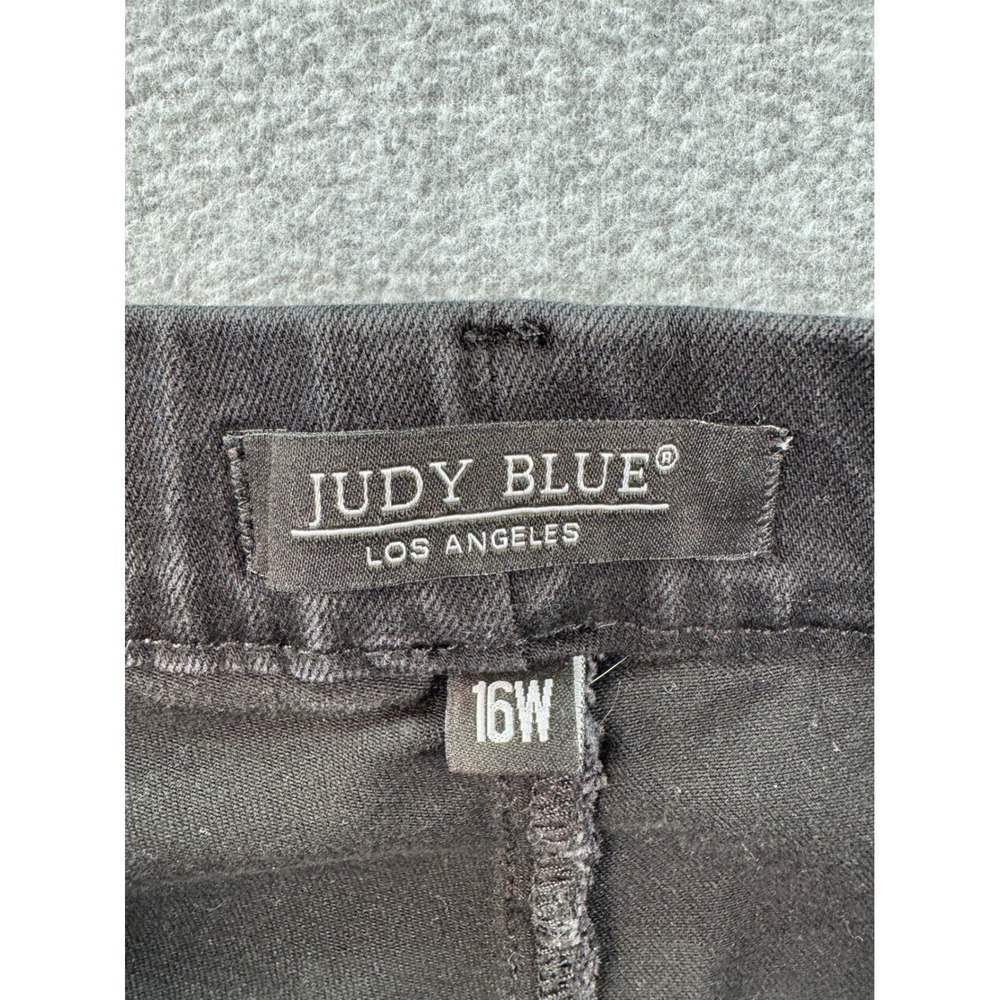 Judy Blue Washed Black Flare Jeans Pull On Patch Pocket High Rise 16W JB88651 - Picture 3 of 13